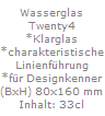 Wasserglas
Twenty4
*Klarglas
*charakteristische
Linienf�hrung
*f�r Designkenner
(BxH) 80x160 mm
Inhalt: 33cl