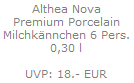 Althea Nova
Premium Porcelain
runde Form, multicolor
florale Elemente
Kaffee-/Teeobertasse
0,20 l